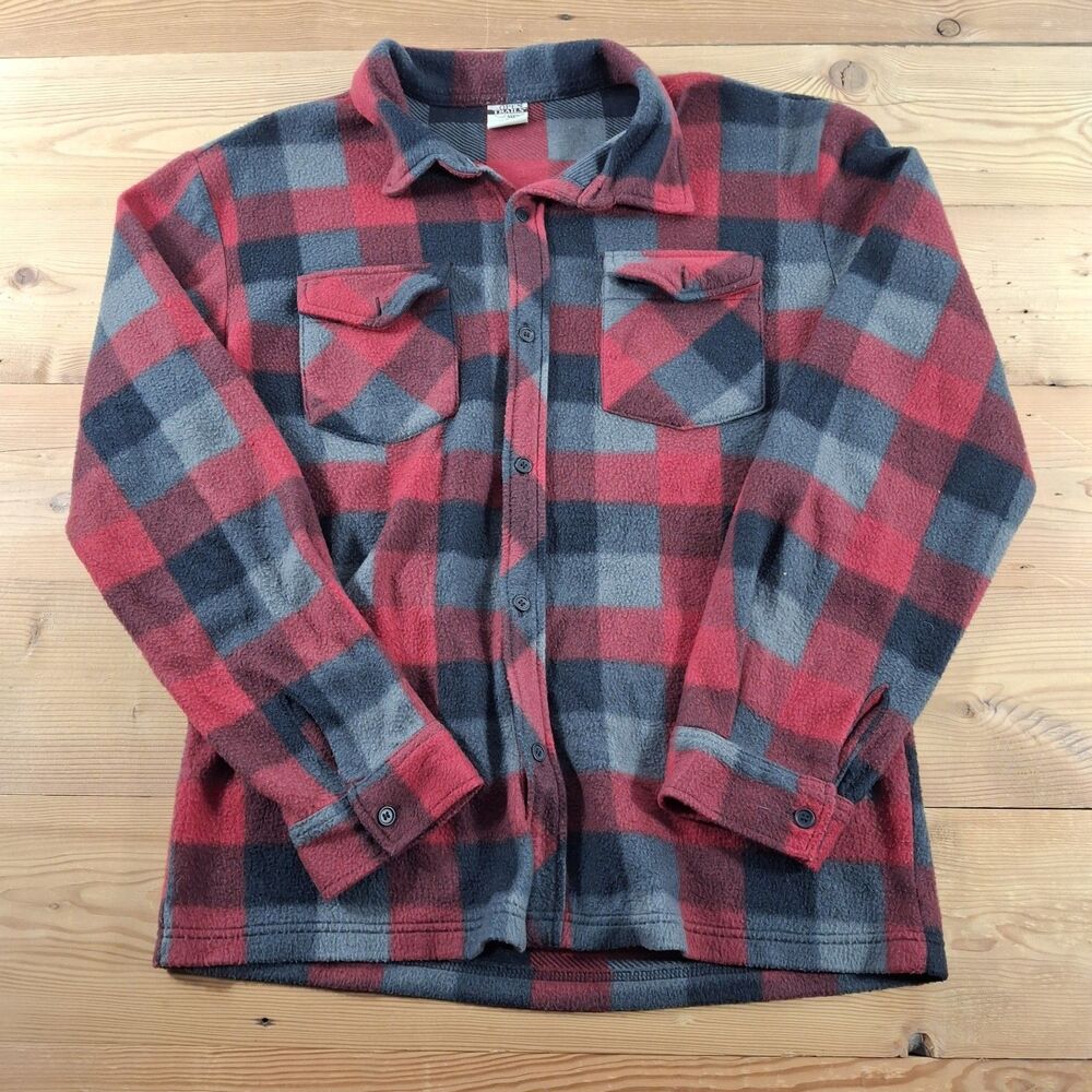 Vintage Open Trails Mens Flannel Size Large Plaid Button Up Long Sleeve